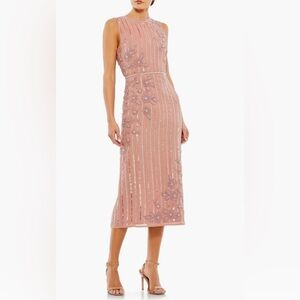 Mac Duggal Pink Embellished Midi Dress